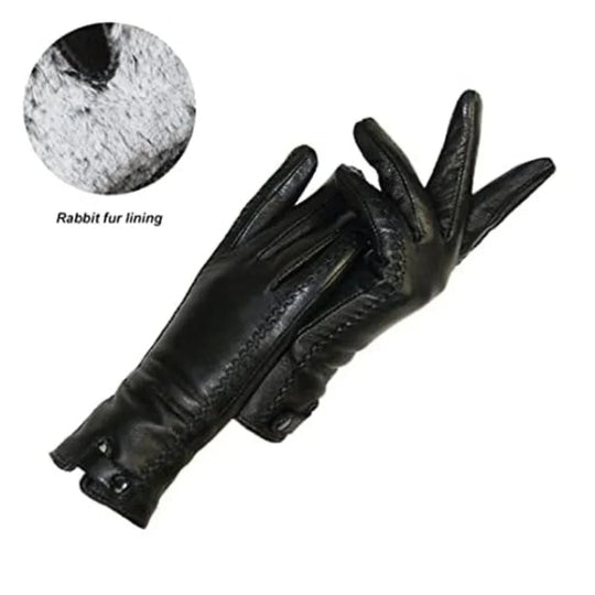 Gants d'hiver pour femmes en cuir vintage 5