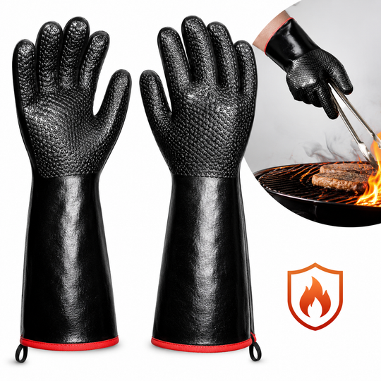 Gants de barbecue pour homme avec poignée antidérapante et manchette longue 0