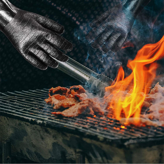 Gants de barbecue pour homme avec poignée antidérapante et manchette longue 1
