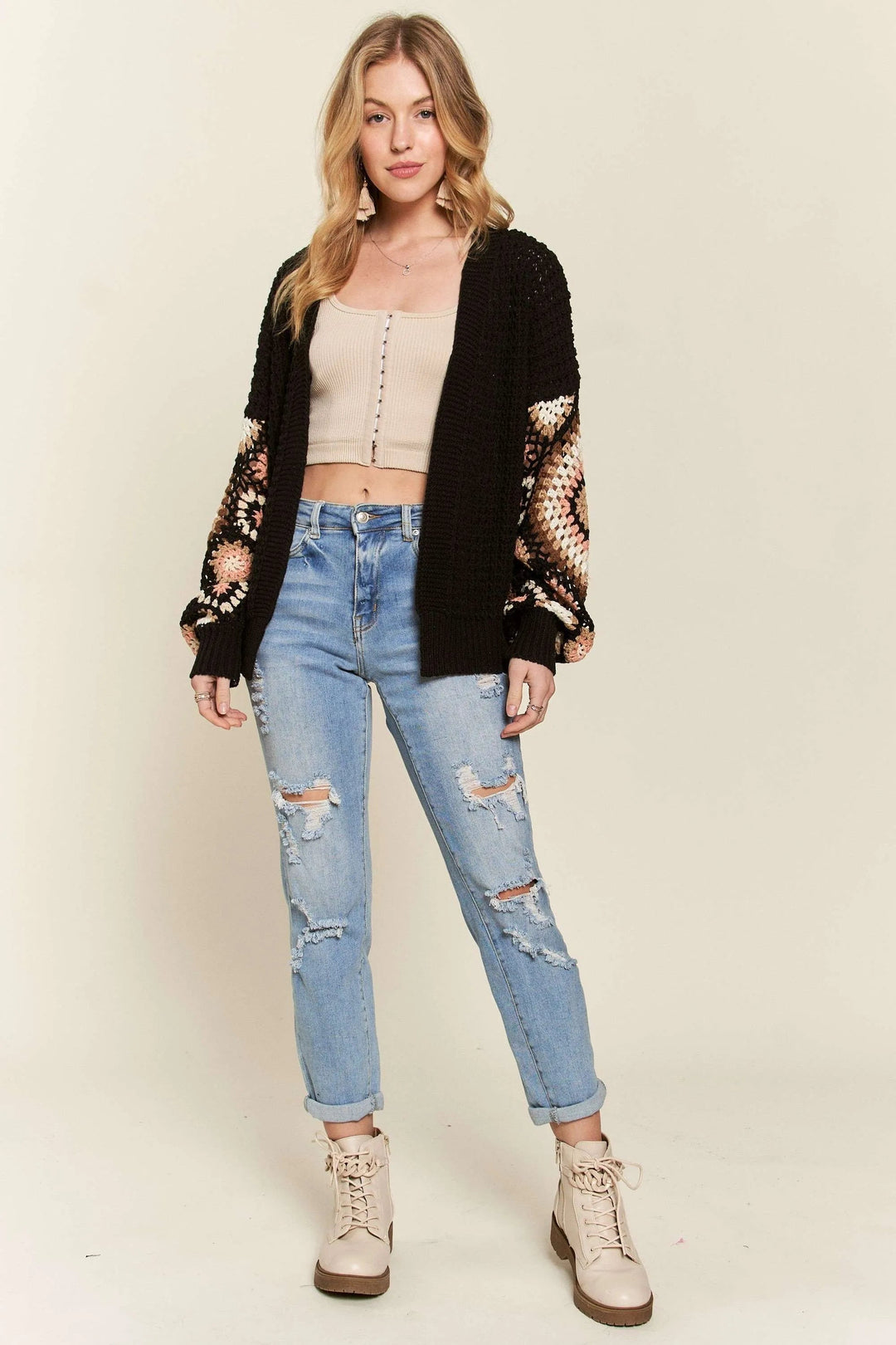 Gilet Femme Multicolore en Crochet Polyester 4