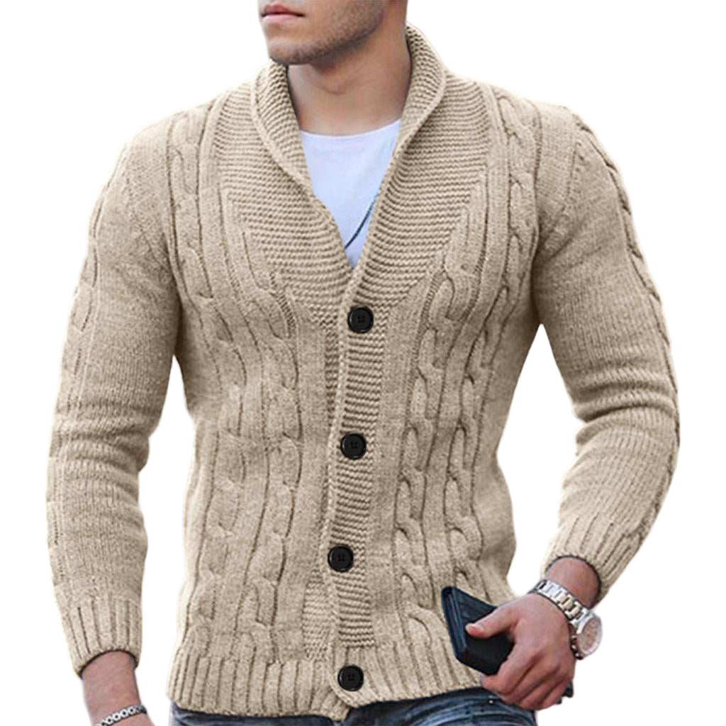 Gilet Pour Homme Tricot À Câbles Col Châle Mélange De Laine 0