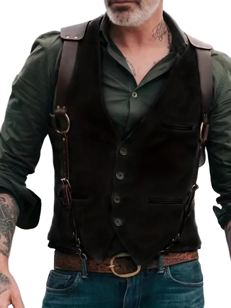 Gilet Réversible Vintage pour Hommes à Col en V 0