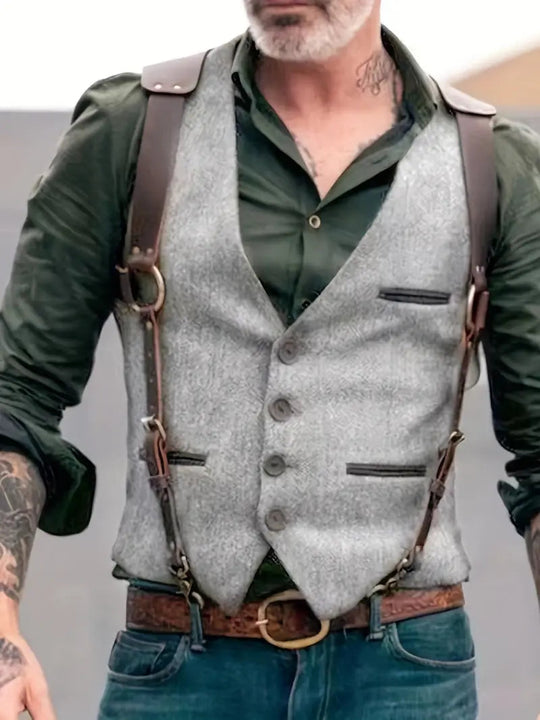 Gilet Réversible Vintage pour Hommes à Col en V 2