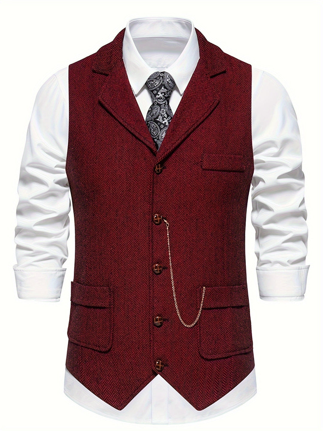 Gilet Sans Manche Homme Classique Motif Chevron 0