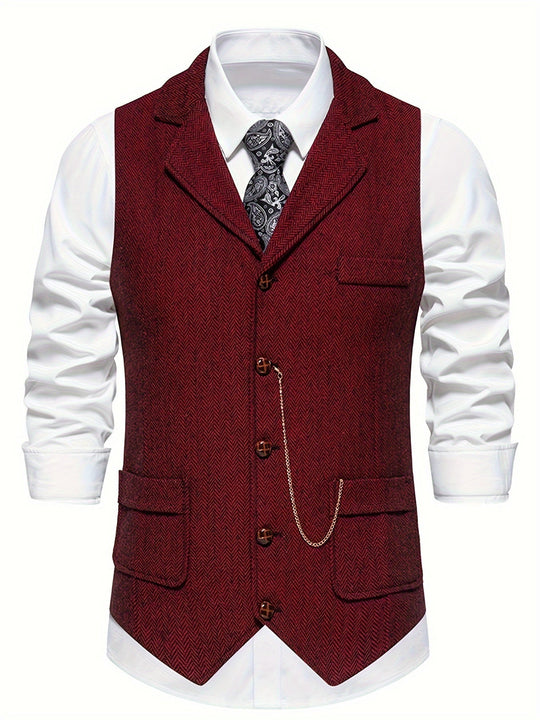 Gilet Sans Manche Homme Classique Motif Chevron 0
