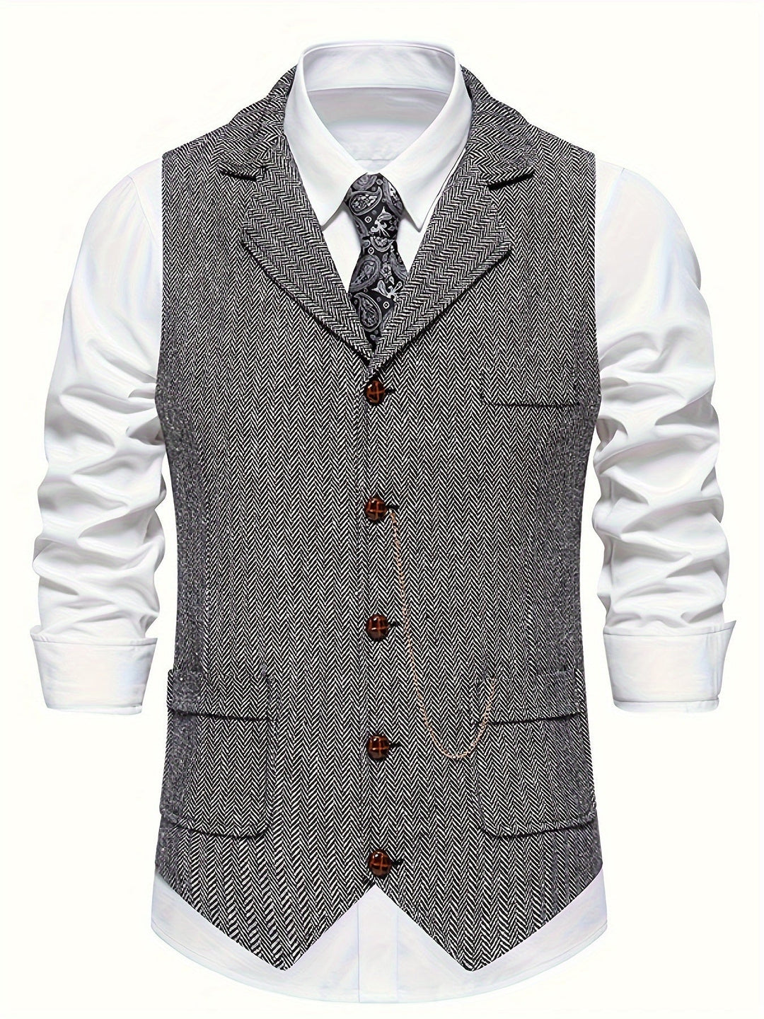 Gilet Sans Manche Homme Classique Motif Chevron 1