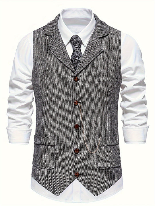 Gilet Sans Manche Homme Classique Motif Chevron 1