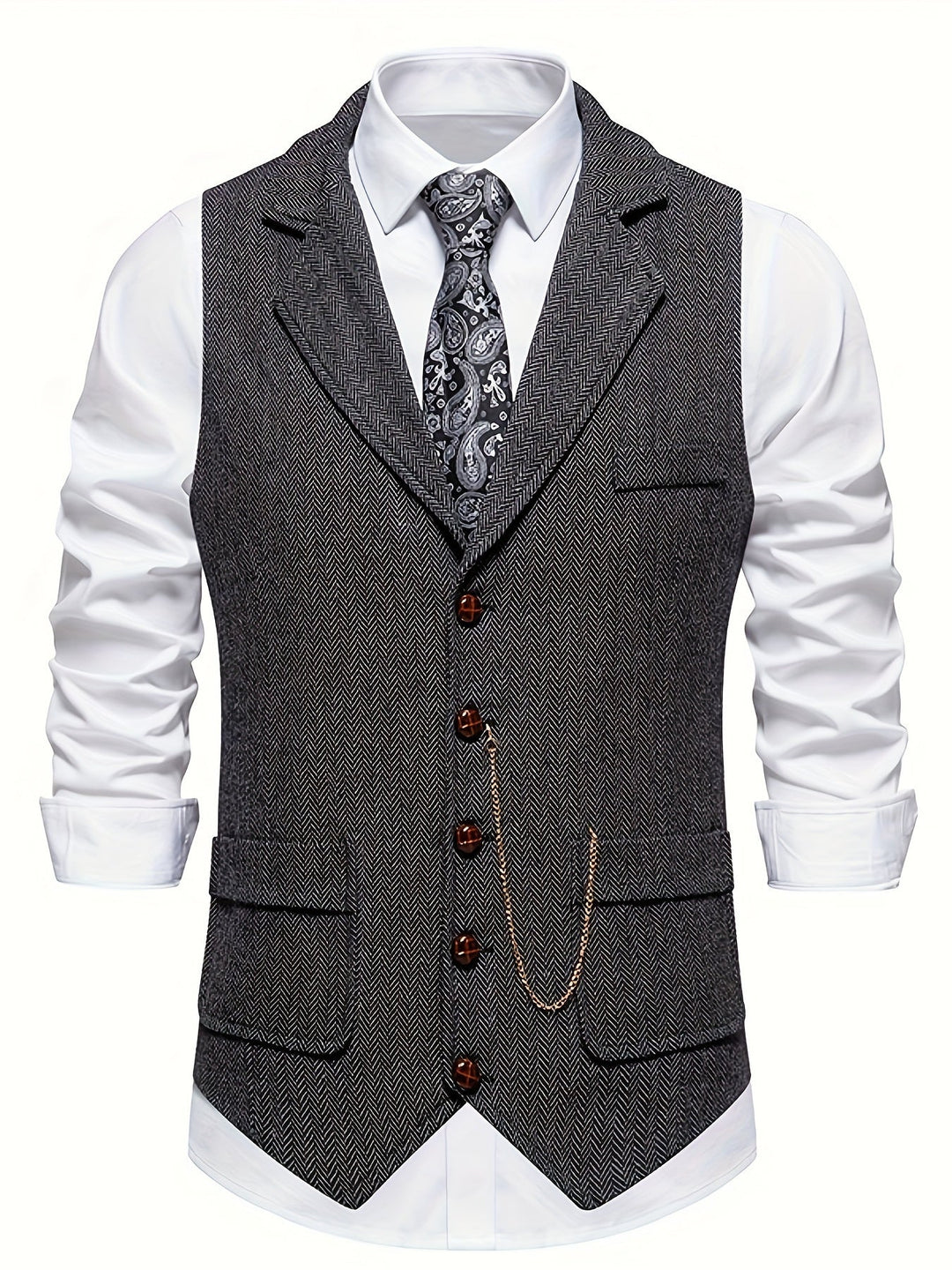 Gilet Sans Manche Homme Classique Motif Chevron 2
