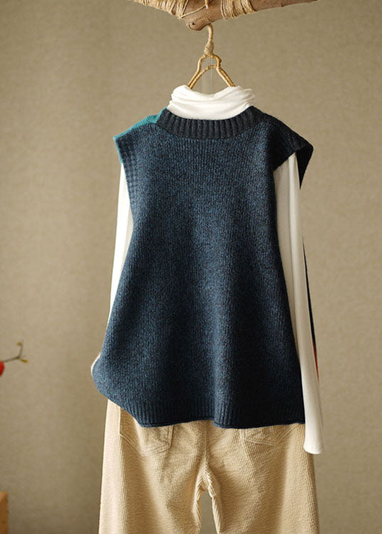 Gilet de plage en tricot patchwork à col en V pour femmes 2