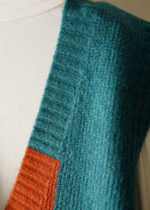 Gilet de plage en tricot patchwork à col en V pour femmes 4