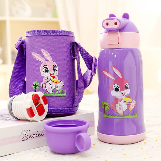 Gourde Isotherme Femme 1L Design Lapin avec Sangle de Transport 5