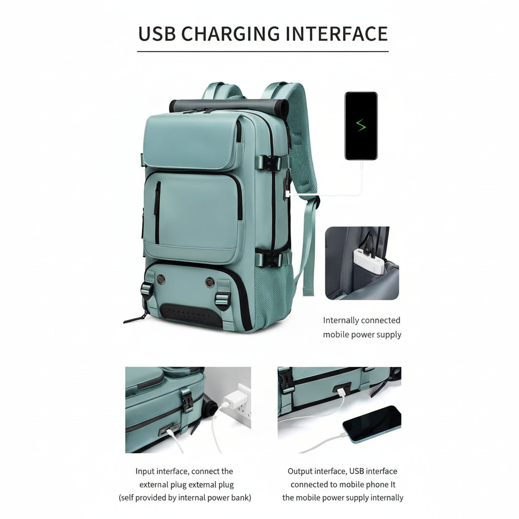 Grand Sac à Dos de Voyage Multifonction avec Port USB 5