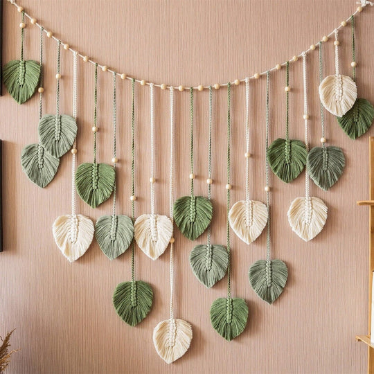 Guirlande de feuilles en macramé pour décoration intérieure 1
