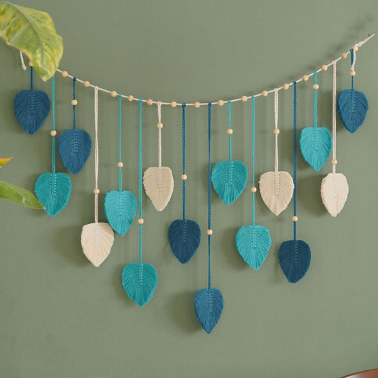 Guirlande de feuilles en macramé pour décoration intérieure 5