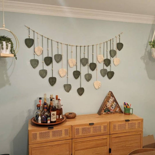 Guirlande de feuilles en macramé pour décoration intérieure 7