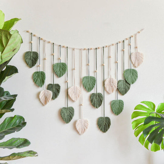 Guirlande de feuilles en macramé pour décoration intérieure 8