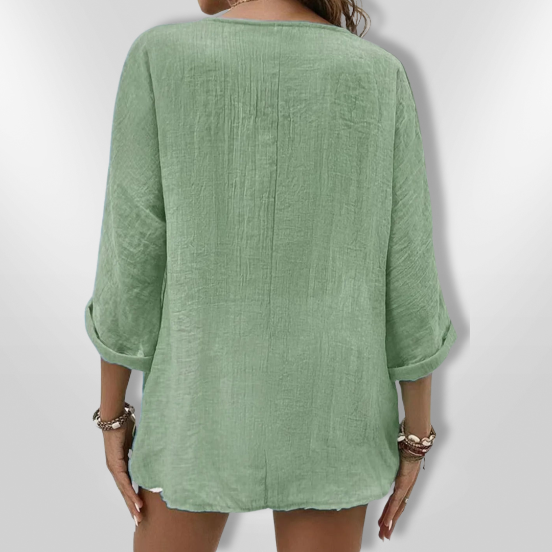 Haut Décontracté Femme Boutonné en Tissu Léger 6