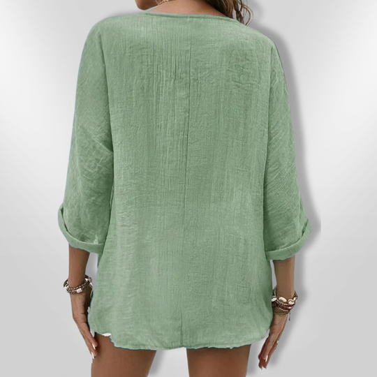 Haut Décontracté Femme Boutonné en Tissu Léger 6