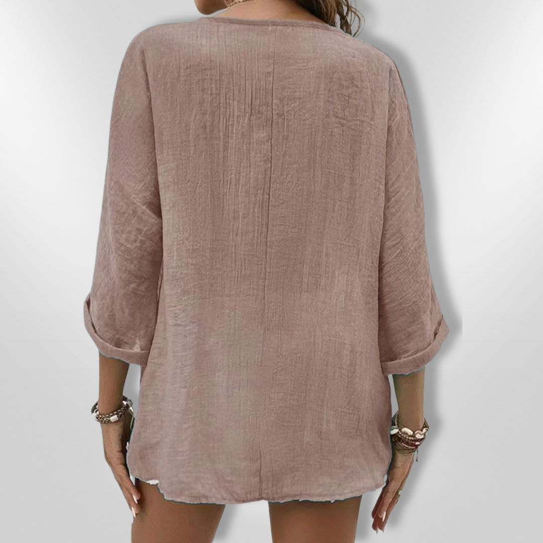 Haut Décontracté Femme Boutonné en Tissu Léger 7