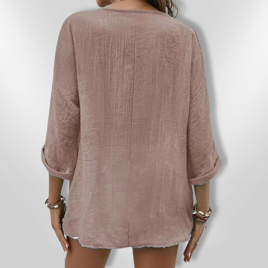 Haut Décontracté Femme Boutonné en Tissu Léger 7