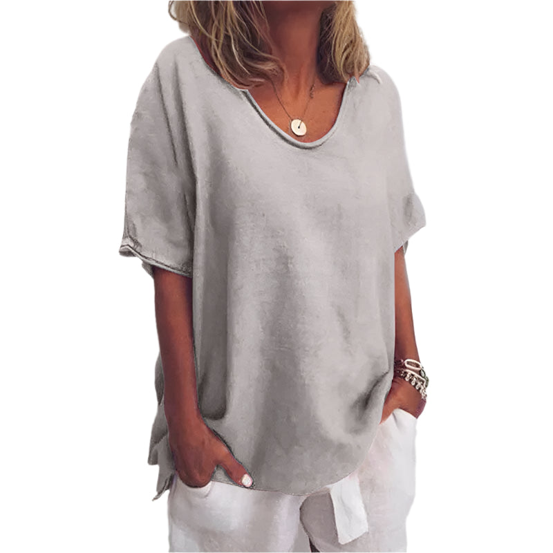 Haut Femme Ample Col Rond Tissu Léger 1