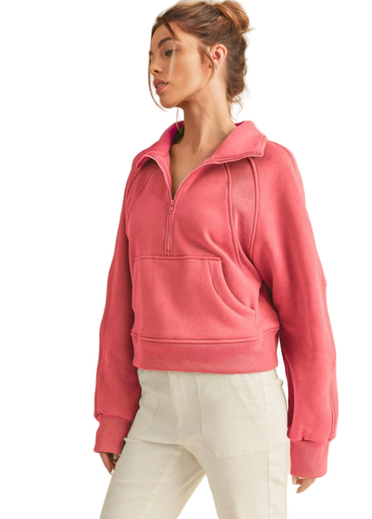 Haut Femme Col Montant Zippé Décontracté Mélange de Tissus Doux 0