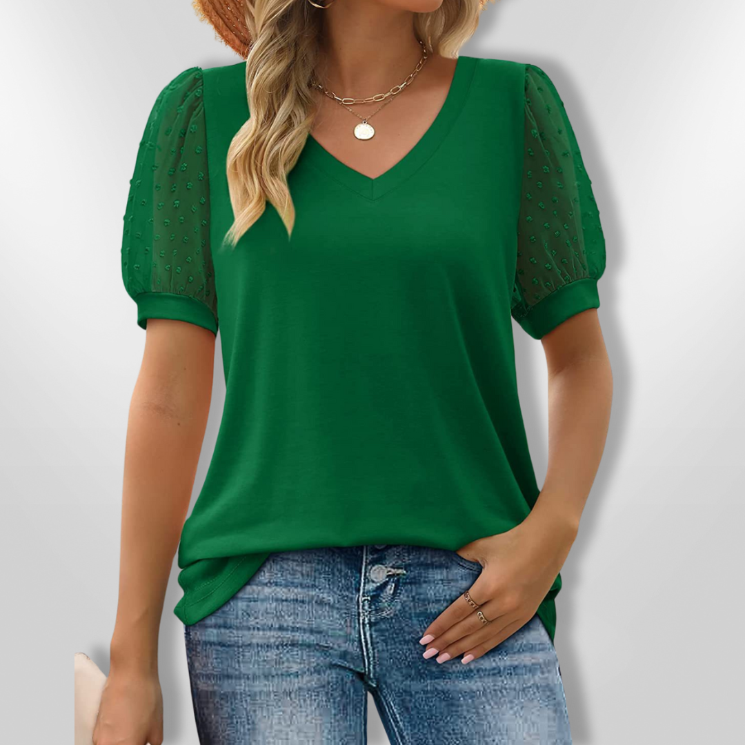 Haut Femme Élégant Col V en Tissu Doux 5