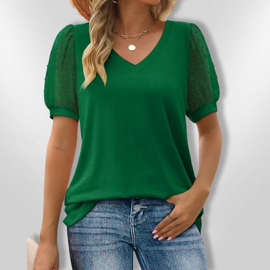 Haut Femme Élégant Col V en Tissu Doux 5