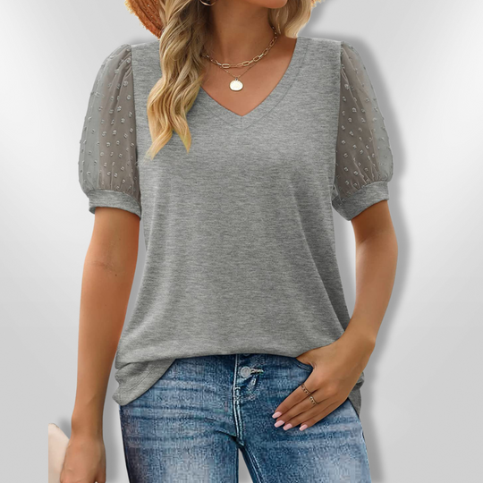 Haut Femme Élégant Col V en Tissu Doux 7