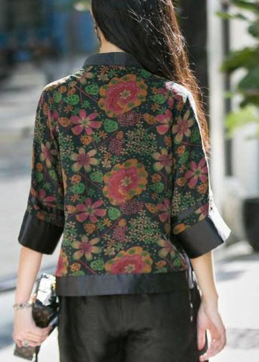 Haut Montant Noir à Boutons Imprimés pour Femme 4