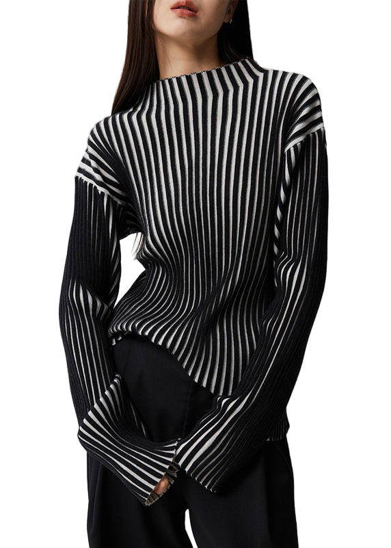 Haut à Rayures Françaises Col Montant Manches Longues 0