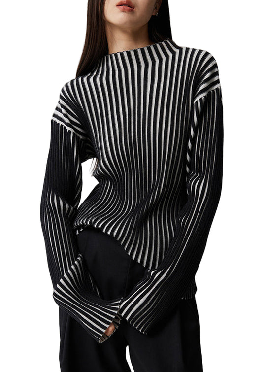 Haut à Rayures Françaises Col Montant Manches Longues 0