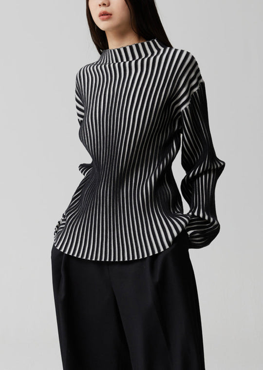 Haut à Rayures Françaises Col Montant Manches Longues 3