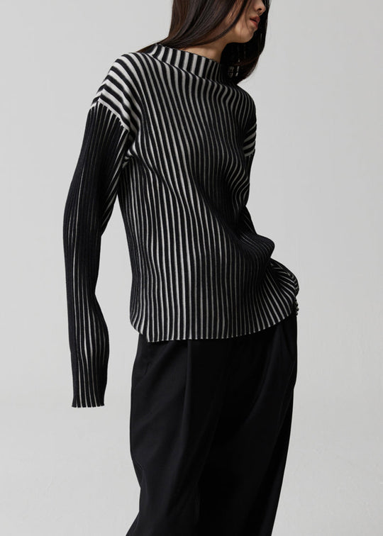 Haut à Rayures Françaises Col Montant Manches Longues 4