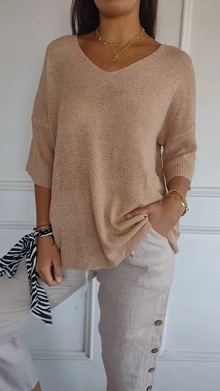 Haut en Tricot pour Femmes avec V-Ausschnitt 2