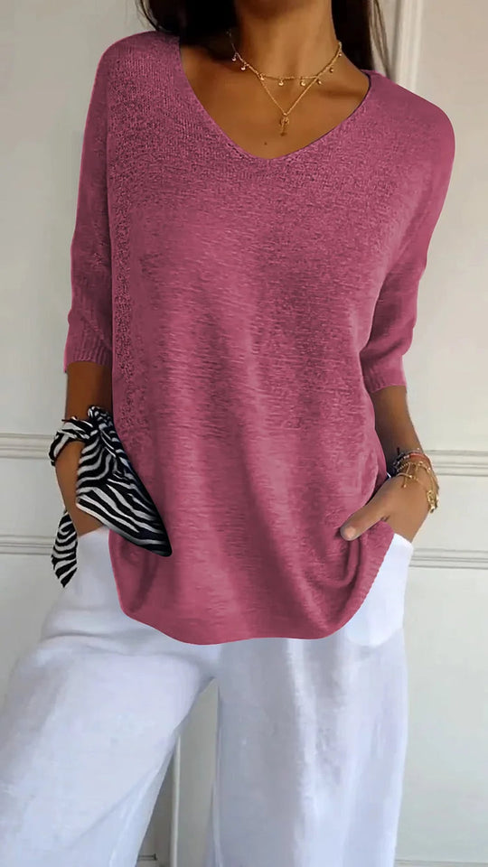 Haut en Tricot pour Femmes avec V-Ausschnitt 3
