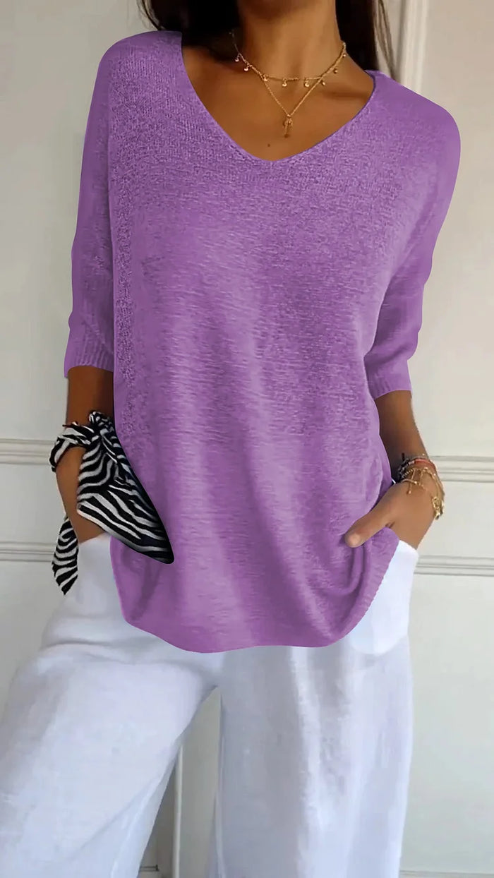 Haut en Tricot pour Femmes avec V-Ausschnitt 4