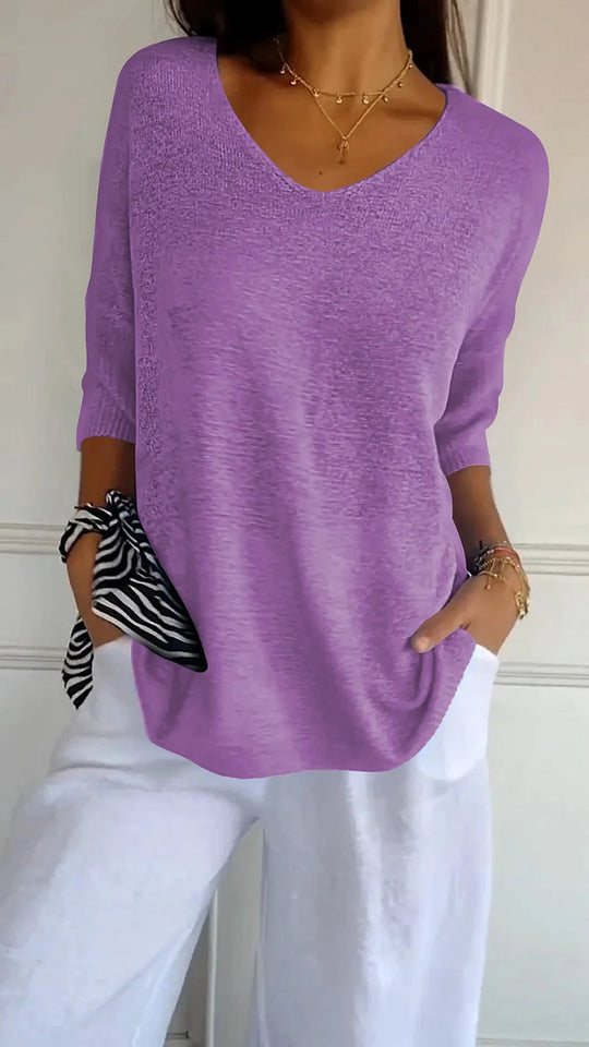 Haut en Tricot pour Femmes avec V-Ausschnitt 4