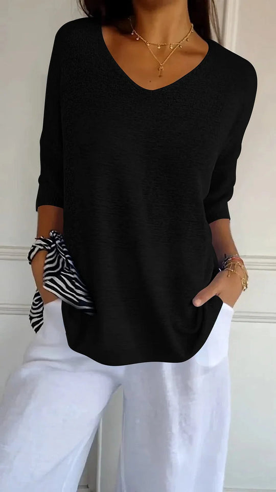 Haut en Tricot pour Femmes avec V-Ausschnitt 5