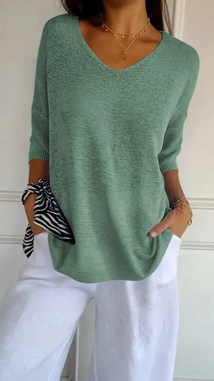 Haut en Tricot pour Femmes avec V-Ausschnitt 6