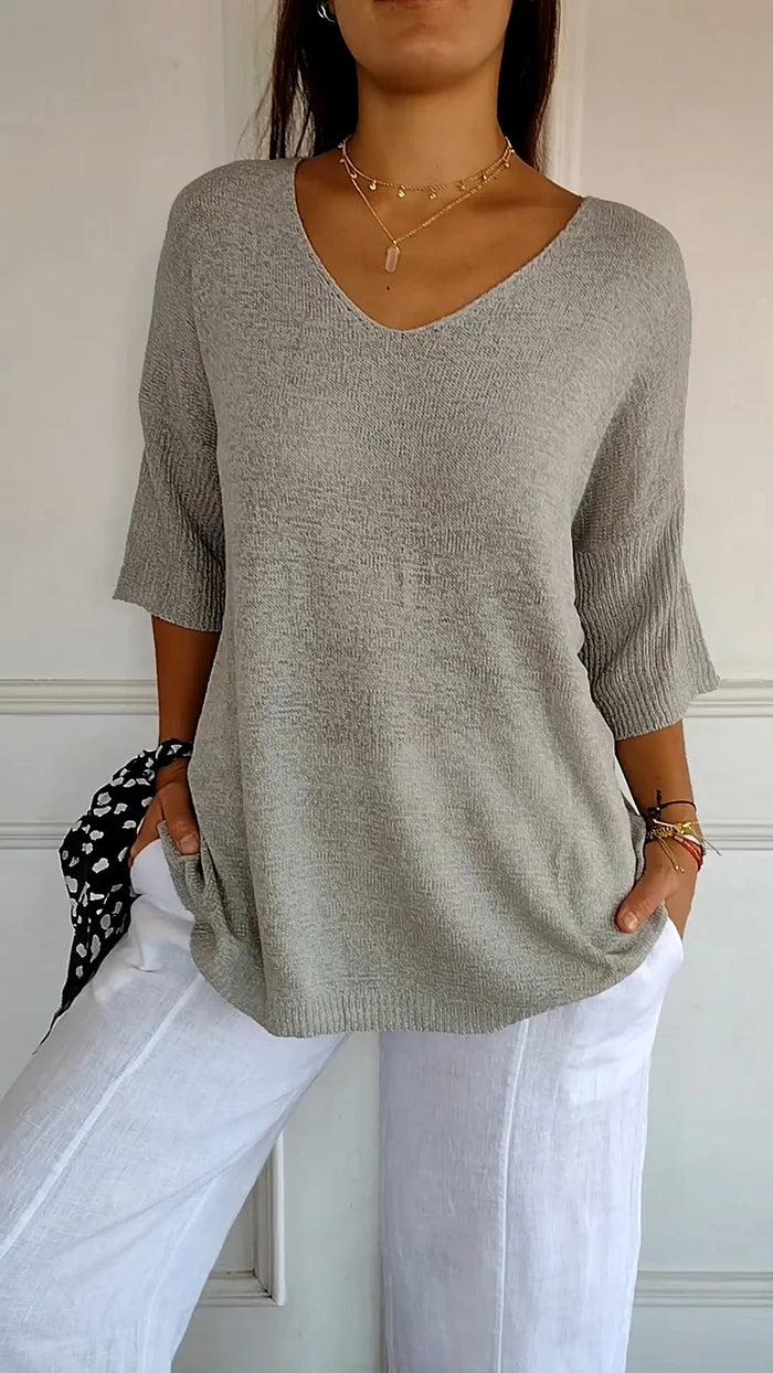 Haut en Tricot pour Femmes avec V-Ausschnitt 7