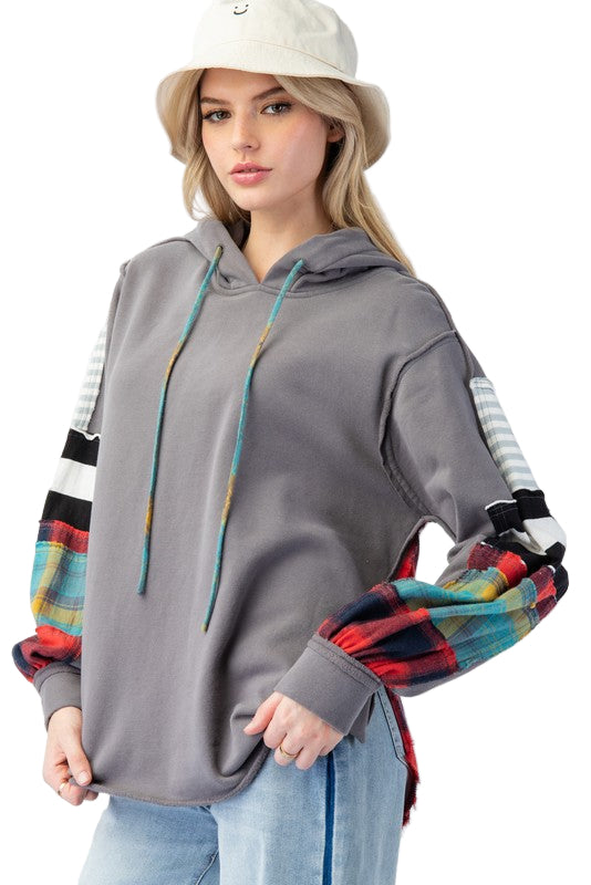 Hoodie à Carreaux Mixte en Tricot pour Femme 0