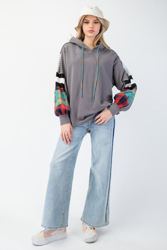 Hoodie à Carreaux Mixte en Tricot pour Femme 1