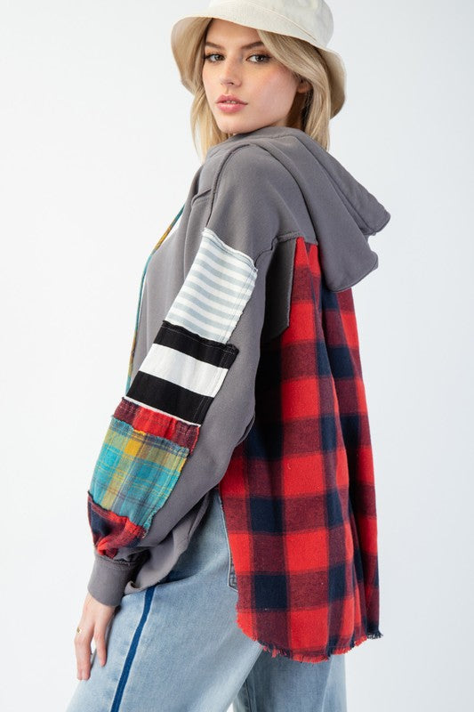 Hoodie à Carreaux Mixte en Tricot pour Femme 3