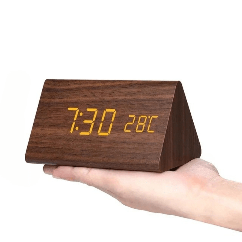Horloge LED en Bois Minimaliste avec Commande Vocale 0