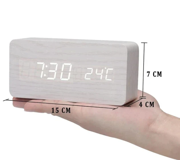 Horloge LED en Bois avec Activation Vocale 10