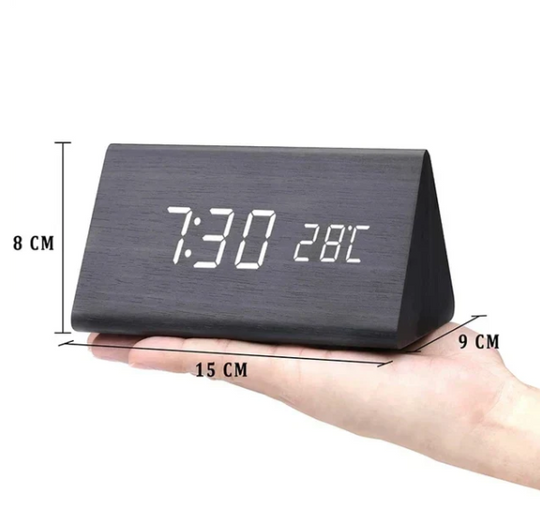 Horloge LED en Bois avec Activation Vocale 7