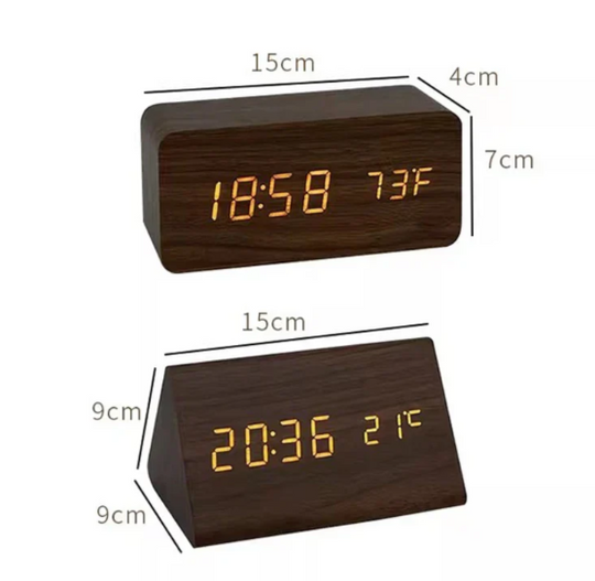 Horloge LED en Bois avec Activation Vocale 8