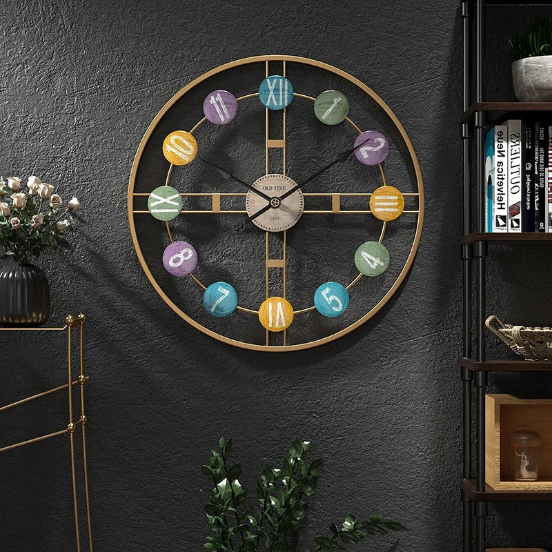 Horloge Murale Design 3D Métal avec Chiffres Romains pour Intérieur 1