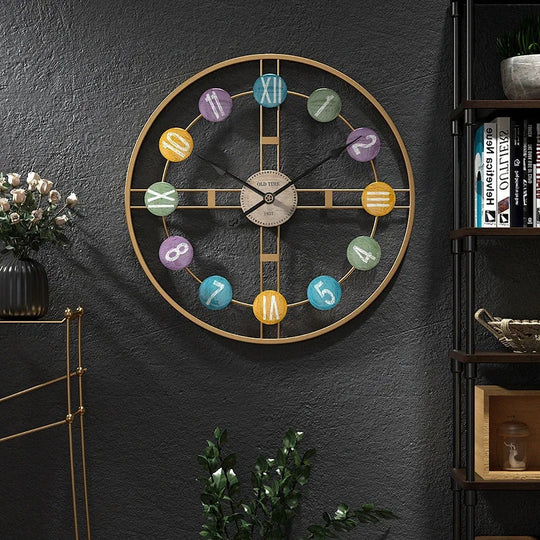 Horloge Murale Design 3D Métal avec Chiffres Romains pour Intérieur 1